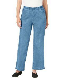 �E�[�}�� �E�B�Y�C�� ���f�B�[�X �{�g���X �f�j���p���c �v�` �f�j�� �W�[���Y Woman Within Petite Within Fineline Stretch Denim Wide-Leg Pull-On Jeans Light stonewash �f�j��