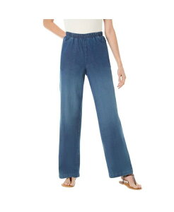 �E�[�}�� �E�B�Y�C�� ���f�B�[�X �{�g���X �f�j���p���c �v�` �f�j�� �W�[���Y Woman Within Petite Within Fineline Stretch Denim Wide-Leg Pull-On Jeans Stonewash sanded �f�j��