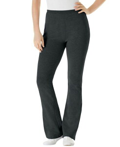 E[} EBYC fB[X {gX MX Xgb` Heather charcoal Woman Within Plus Size Within Stretch-Cotton Knit Pull-On Bootcut Leggings