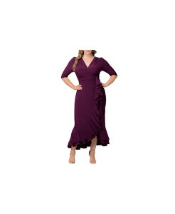 �L���i ���f�B�[�X �g�b�v�X �����s�[�X �v���X�T�C�Y �t���� Kiyonna Plus Size Veronica Ruffled Evening Gown Plum passion �v����