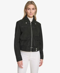 Ah[}[N fB[X AE^[ WPbgEu] XG[h U[ WPbg Andrew Marc Women's Lunetta Sueded Leather Trucker Jacket Black ubN