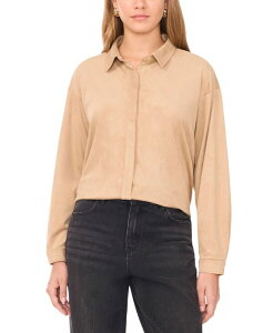 XeCg fB[X gbvX Vc XG[h 1.STATE Women's Long Sleeve Suede Shirt Antique Bronze