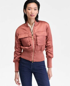 AC.Gk.V[ C^[iVi RZvg fB[X AE^[ WPbgEu] Te WPbg I.N.C. International Concepts Women's Satin Shrunken Bomber Jacket Copper Brown uE