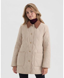 �G�����g���C�V�[ ���f�B�[�X �A�E�^�[ �W���P�b�g�E�u���]�� �L���e�B���O �R���g���X�g �R�[�g Ellen Tracy Women's Chevron Quilted Coat with Contrast Collar Camel �L������