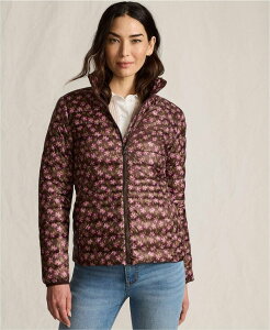 YGh fB[X AE^[ WPbgEu] v` vg _E WPbg Lands' End Women's Petite Wanderweight Packable Print Down Jacket Rich coffee ikat floral R[q[