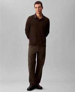 JoNC Y gbvX |Vc Calvin Klein Men's Long Sleeve Polo Shirt Chocolate Torte `R[g