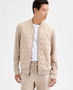 �A���t�@�j �����Y �A�E�^�[ �W���P�b�g�E�u���]�� �W���P�b�g Alfani Men's Long Sleeve Mixed Media Jacket Hummus