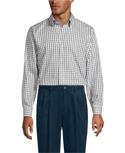 �����Y�G���h �����Y �g�b�v�X �V���c �{�^���_�E�� �_�E�� Lands' End Men's Pattern No Iron Supima Pinpoint Button Down Collar Dress Shirt Mineral ash multi check �A�b�V��