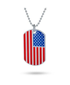 uO Y ANZT[ lbNXE`[J[Ey_ggbv Bling Jewelry Patriotic Flag Star Dog Tag Pendant Necklace in Red White Blue Stripes Si...