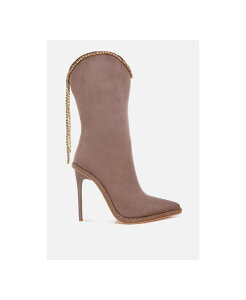 �����h�����O ���f�B�[�X �V���[�Y �u�[�c�E���C���u�[�c London Rag Ashipa Diamante Chain Detail Calf Boots Women Beige/khaki �J�[�L