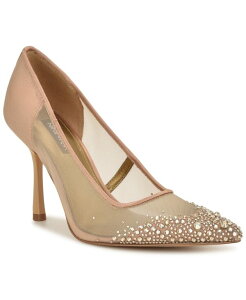 �i�C���E�F�X�g ���f�B�[�X �V���[�Y �p���v�X Nine West Women's Jamiey Slip-On Stiletto Pumps Beige Rhinestone Mesh �x�[�W��