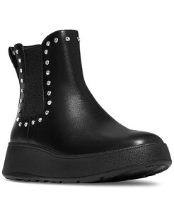 tBbgtbv fB[X V[Y u[cECu[c U[ FitFlop Women's F-Mode Gem-Trim Leather Chelsea Booties All Black