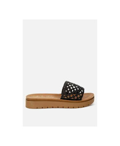hO fB[X V[Y T_ London Rag Sayura Woven Slip-On Sandals Women Black ubN