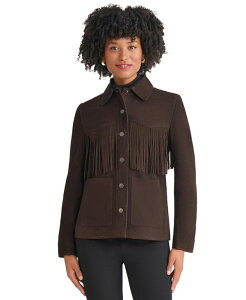 W[Yj[[N fB[X AE^[ WPbgEu] XG[h tW WPbg Jones New York Women's Fringe Suede Patch Long Sleeve Jacket PXS-XL Dark Brown uE