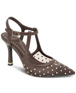 �P�l�X�R�[�� ���f�B�[�X �V���[�Y �p���v�X �A���N�� Kenneth Cole New York Women's Romi Ankle Sling Back Pumps Brown Mesh �u���E��