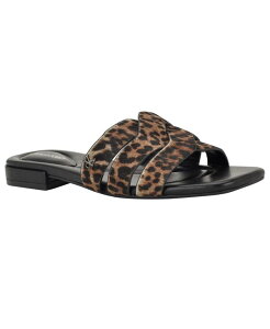 JoNC fB[X V[Y T_ Calvin Klein Women's Tisha Slip-On Flat Sandals Leopard Calf Hair Aj}
