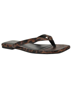 �J���o���N���C�� ���f�B�[�X �V���[�Y �T���_�� Calvin Klein Women's Stelea Flat Thong Sandals Dark Brown Leopard �u���E��