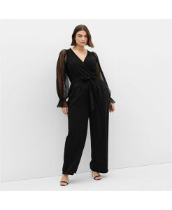 VeB[VbN fB[X gbvX WvX[c vXTCY bV CITY CHIC Women's Plus Size Alannah Mesh Sleeve Jumpsuit Black ubN