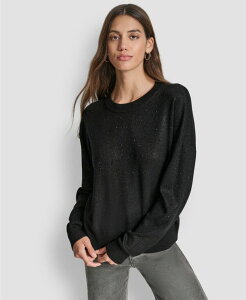 �_�i �L������ �j���[���[�N ���f�B�[�X �A�E�^�[ �j�b�g�E�Z�[�^�[ DKNY Women's Sparkle Hotfix Long Sleeve Sweater Black �u���b�N