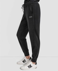 �_�i �L������ �j���[���[�N ���f�B�[�X �{�g���X �J�W���A���p���c �X�����t�B�b�g �W���K�[�p���c ���S DKNY Women's Platinum Velour Rhinestone Logo Slim Fit Joggers Black �u���b�N