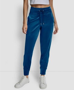 �_�i �L������ �j���[���[�N ���f�B�[�X �{�g���X �J�W���A���p���c �X�����t�B�b�g �W���K�[�p���c ���S DKNY Women's Platinum Velour Rhinestone Logo Slim Fit Joggers Poseidon