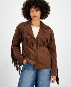 AhmEfBX fB[X AE^[ WPbgEu] XG[h tW WPbg And Now This Women's Faux-Suede Fringe Studded Jacket Canyon Earth