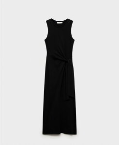 }S fB[X gbvX s[X ~fBs[X ~fB Rbg MANGO Women's Knot Detail Cotton Midi Dress Black ubN