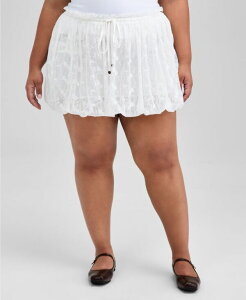�A���h�m�E�f�B�X ���f�B�[�X �{�g���X �X�J�[�g �v���X�T�C�Y �~�j ���[�X And Now This Trendy Plus Size Bubble-Hem Mini Lace Skirt Calla Lily