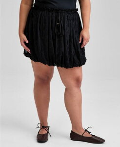 �A���h�m�E�f�B�X ���f�B�[�X �{�g���X �X�J�[�g �v���X�T�C�Y �~�j ���[�X And Now This Trendy Plus Size Bubble-Hem Mini Lace Skirt Deep Black �u���b�N
