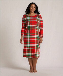 �����Y�G���h ���f�B�[�X �A���_�[�E�F�A �i�C�g�E�F�A �v���X�T�C�Y �R�b�g�� Lands' End Plus Size Cotton Long Sleeve Midcalf Nightgown Compass red/emerald plaid ���b�h