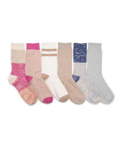 ���N���N�X ���f�B�[�X �A���_�[�E�F�A �C�� �u�[�c MUK LUKS Women's Microfiber Boot Socks 6 Pack Prep stripes �X�g���C�v