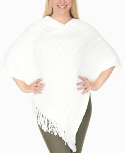 �z���C�g�}�[�N ���f�B�[�X �A�E�^�[ �j�b�g�E�Z�[�^�[ �j�b�g White Mark Women's Lightweight Textured Knit Poncho Sweater White �z���C�g