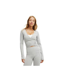 RbgI fB[X gbvX Vc COTTON ON Women's Active Wrap Top Light grey marle