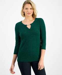 �W�F�C�G���R���N�V���� ���f�B�[�X �g�b�v�X �V���c JM Collection Women's Shine Striped Keyhole Top Green Magic Combo �O���[��