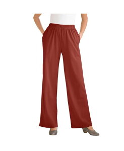 E[} EBYC fB[X {gX JWApc Woman Within Plus Size Within 7-Day Knit Wide-Leg Pull-On Pants Red ochre