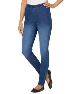 E[} EBYC fB[X {gX JWApc Xgb` fj Woman Within Women's Within Pull-On Elastic-Waist Stretch Fineline Denim Jeans Ston...
