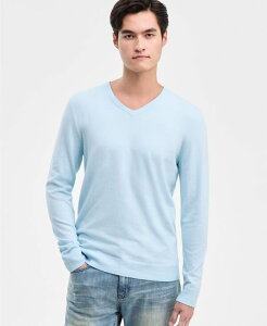 yz At@j Y jbgEZ[^[ AE^[ Men's Solid V-Neck Cotton Sweater Hushed Blue