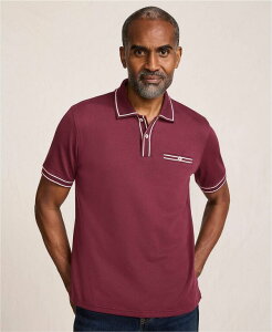 �����Y�G���h �����Y �g�b�v�X �|���V���c Lands' End Men's Short Sleeve Tipped Welt Pocket Supima Polo Lush burgundy �o�[�K���f�B