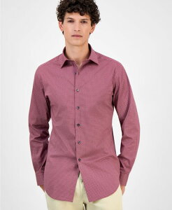 �A���t�@�j �����Y �g�b�v�X �V���c �v�����g Alfani Men's Slim-Fit Spots Macro Diamond Print Dress Shirt Maroon Banner �}���[��