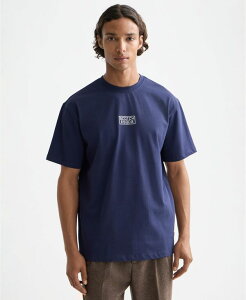 �X�R�b�`�A���h�\�[�_ �����Y �g�b�v�X T�V���c �����b�N�X�t�B�b�g �V���c SCOTCH & SODA Men's Relaxed Fit Cross Stitch Artwork T-Shirt Peacoat