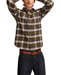 ���b�L�[�u�����h �����Y �g�b�v�X �V���c ���� Lucky Brand Men's Cloud Soft Flannel Long-Sleeve Shirt Olive multi �I���[�u