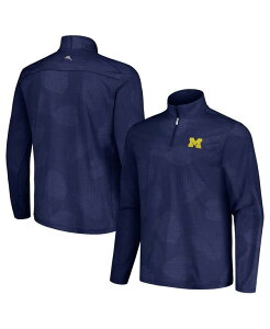 �g�b�~�[�o�n�} �����Y �A�E�^�[ �W���P�b�g�E�u���]�� �W���P�b�g Tommy Bahama Men's Navy Michigan Wolverines Delray Frond IslandZone Half-Zip Jacket Navy �l�C�r�[