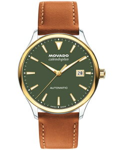 oh Y ANZT[ rv U[ Movado Men's Calendoplan Swiss Automatic Cognac Leather Watch 40mm Brown uE