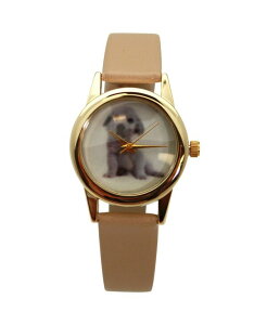 【送料無料】 オリビアプラット レディース 腕時計 アクセサリー Beige Cat and Dog Face Faux Leather Band Women Watch Beige