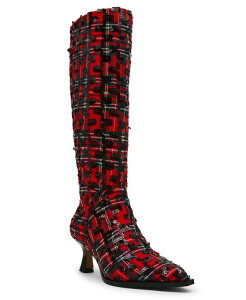 �x�b�c�B�W�����\�� ���f�B�[�X �V���[�Y �u�[�c�E���C���u�[�c �q�[�� Betsey Johnson Women's Pamella Kitten-Heel Dress Boots Red Plaid/Black Sequin �u���b�N