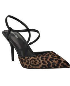 �J���o���N���C�� ���f�B�[�X �V���[�Y �p���v�X Calvin Klein Women's Corderaly Strappy Stiletto Pumps Dark Leopard Calf Hair �A�j�}��