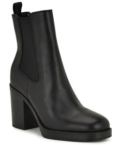 iCEFXg fB[X V[Y u[cECu[c Black Leather Nine West Women's Hollin Chelsea Block Heel Booties