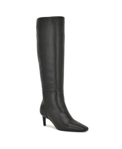 iCEFXg fB[X V[Y u[cECu[c Black Leather Nine West Women's Caddy Tall Kitten Heel Boots
