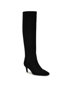 iCEFXg fB[X V[Y u[cECu[c g[ u[c q[ Nine West Women's Caddy Wide Calf Tall Kitten Heel Boots Black Suede ubN