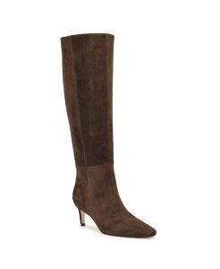 iCEFXg fB[X V[Y u[cECu[c Dark Brown Suede Nine West Women's Caddy Wide Calf Tall Kitten Heel Boots